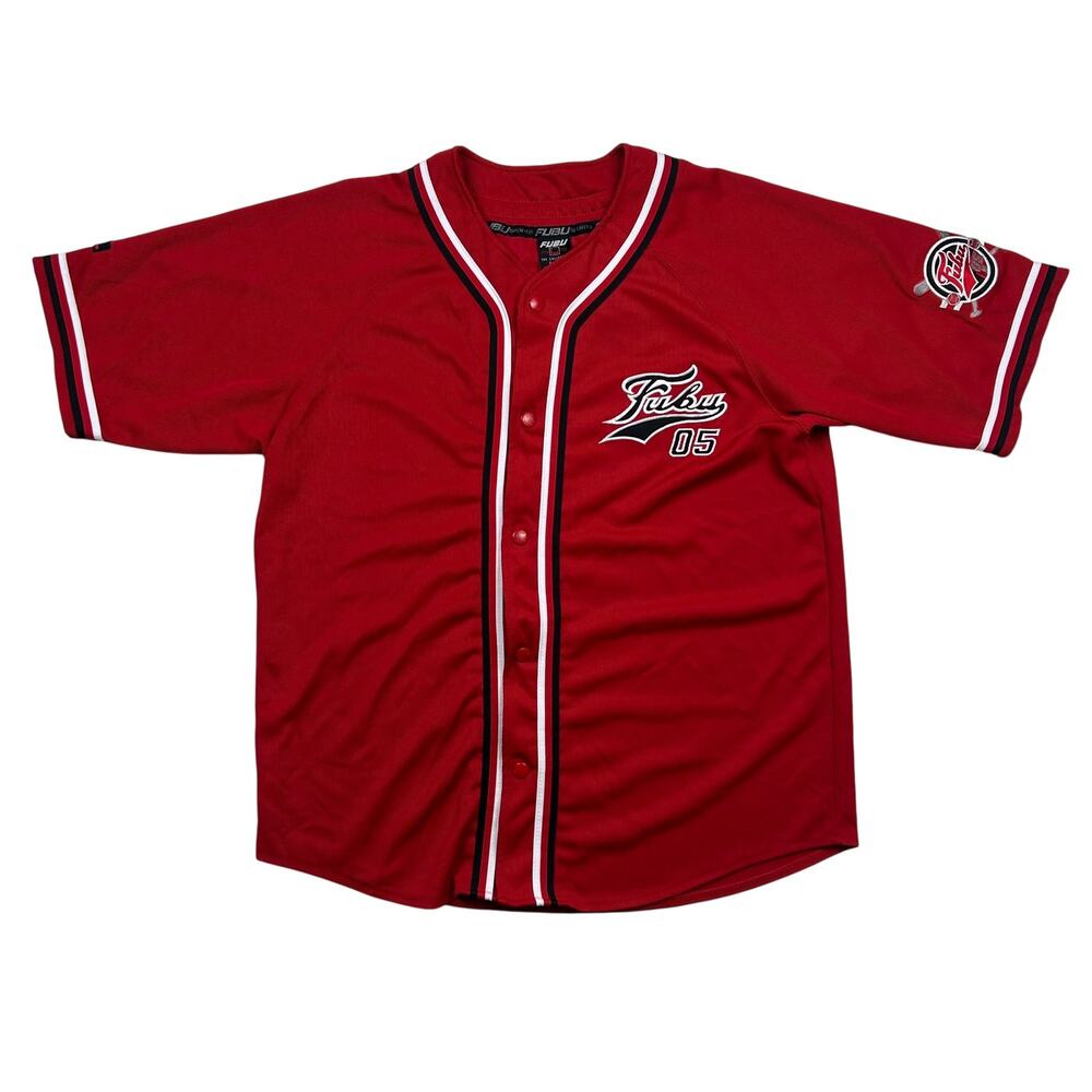 Vintage Y2K FUBU Sports Baseball Jersey Youth XL Red 05 Hip Hop